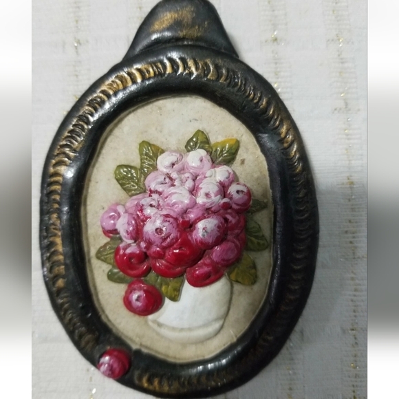 Vintage Floral Wall Plaque Ornament Germany Mini Size - Picture 5 of 5